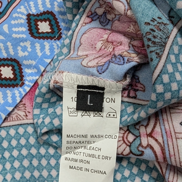 Art Nouveau Maxi Dress Fantasy Horse Floral Print Long Sleeve Colorful size L - Picture 5 of 10